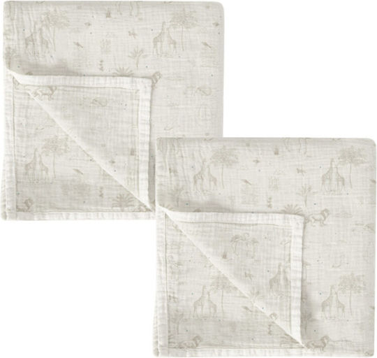Bimbidreams Noe Baby Burp Tücher aus Musselin Ecru 60x60cm 2 Stück