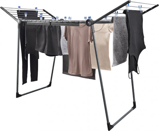 Leifheit Pegasus Folding Floor Metallic Clothes Drying Rack with Hanging Length 18m