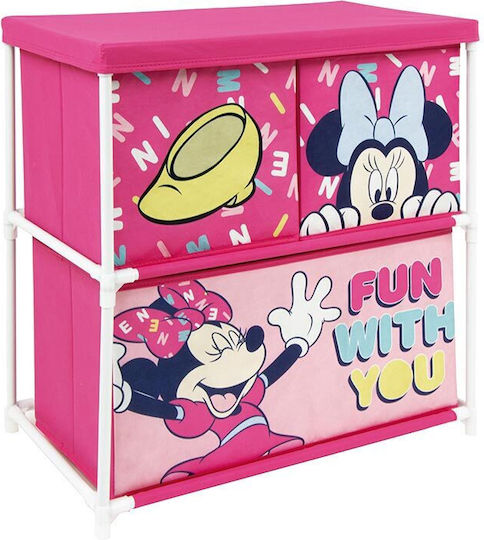 Spielzeug Aufbewahrungssystem aus Stoff Minnie Mouse Fuchsie 60x53x30cm 3Stück