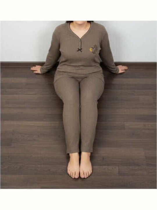 Asel Winter Damen Pyjama-Set Brown