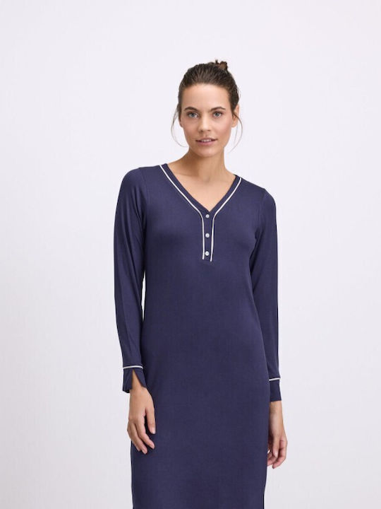 GoldenBay Зимна Дамска Нощница Navy Blue GoldenBay Зимна Дамска Нощница Navy Blue