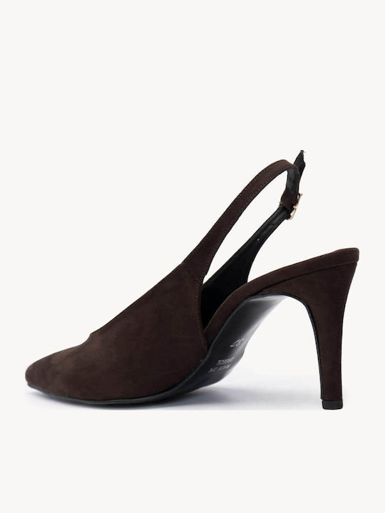 Braune Wildleder Pumps Slingback Verstellbares Riemen