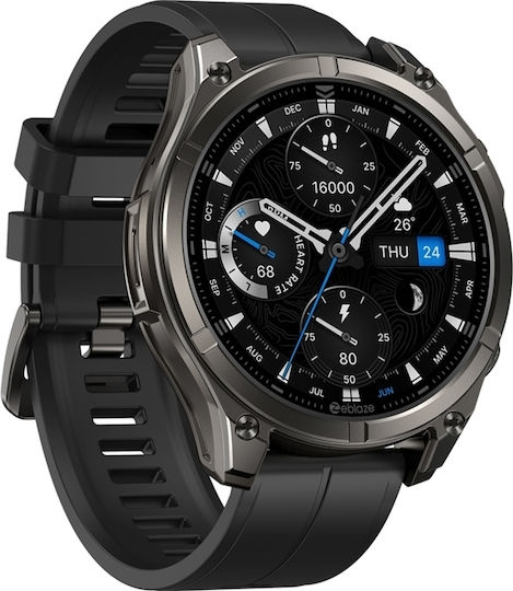 Zeblaze Vibe 8 Stainless Steel 49mm Αδιάβροχο Smartwatch με Παλμογράφο (Μαύρο)