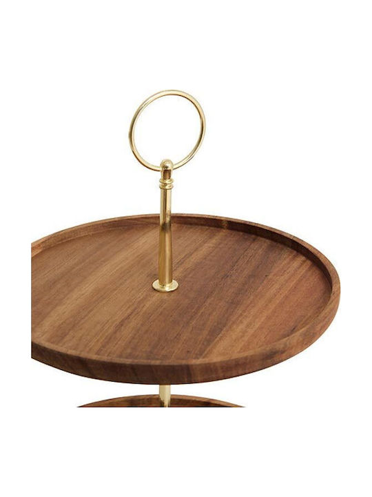 Secret de Gourmet Wooden Dessert Tower Stand with 2 Tiers Gold Ø25cmxY25cm 29.7x25x25cm