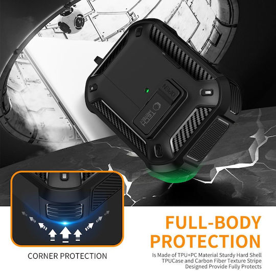 Tech-Protect Carbonox Magsafe Hülle Silikon / Kunststoff in Schwarz Farbe für Apple AirPods Pro 3