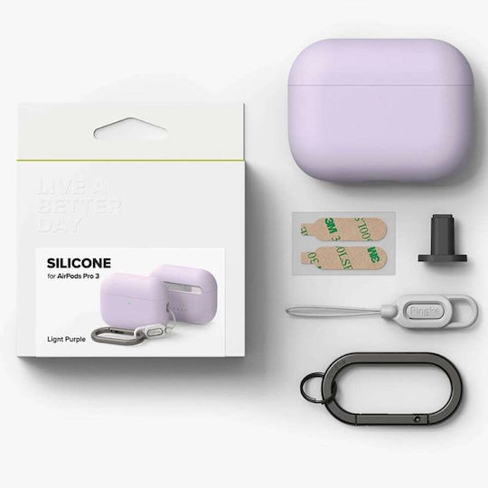 Ringke Silicone Case Silicone with Hook Light Purple for Apple AirPods Pro 3