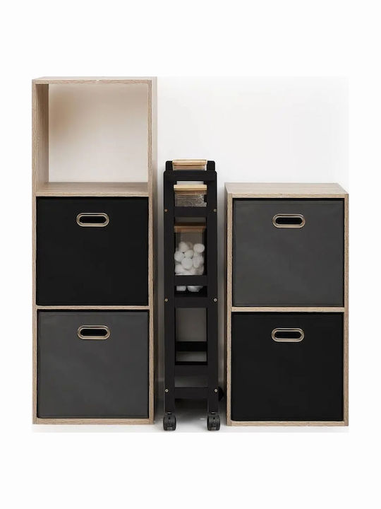 Atmosphera Trolley Bucătărie Din Lemn 3 Niveluri Negru 40x15x75cm