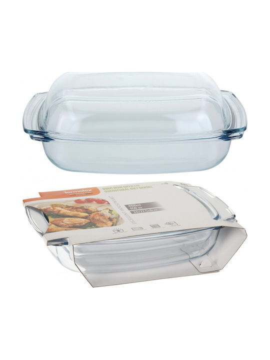 Click Oală Dreptunghiulară de Sticlă cu Capac de Sticlă 34x23cm 1buc
