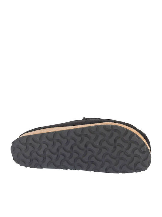 Shearling Anatomical Leather Women's Slippers Black