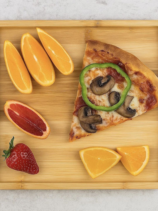 Bambus Holz Servierplatte Für Speisen Vorspeisen Süßigkeiten Pizza 32 cm Braune