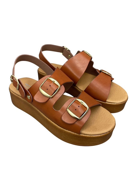 Damenplattformen Tabac Braun