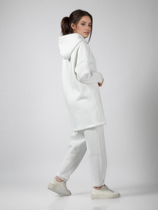 Damen Sweatshirt Kapuzen White