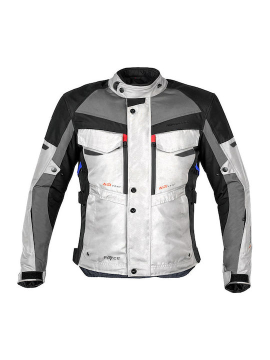 Nordcode Force Herren Motorradjacke 4 Jahreszeiten Wasserdicht Light Grey