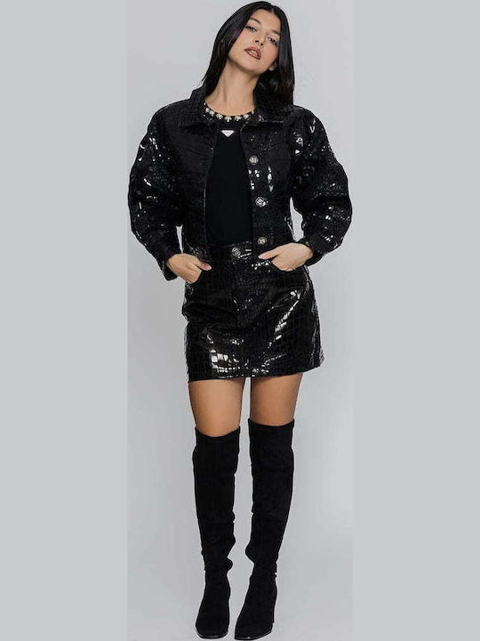 Lanca Kurz Damen Leder Blazer Black