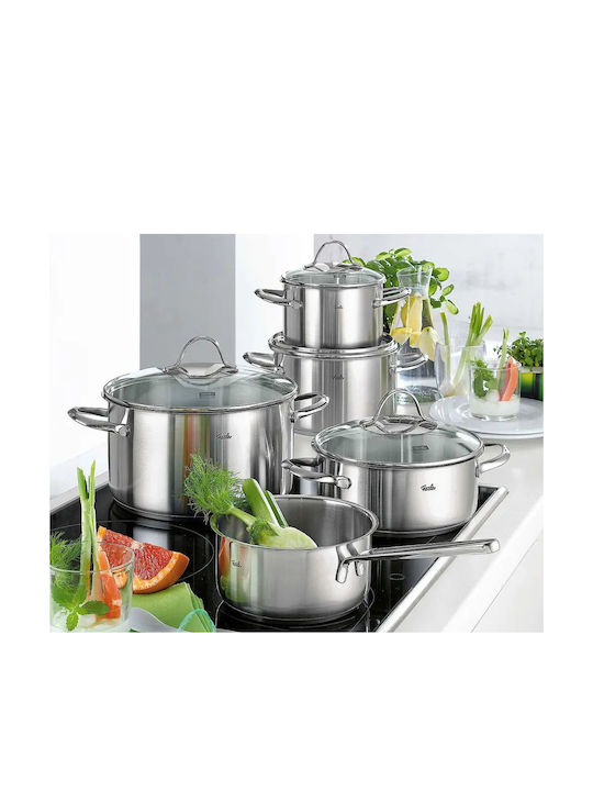 Fissler Paris Line Pots Set of Stainless Steel with No Coating Silver 5pcs