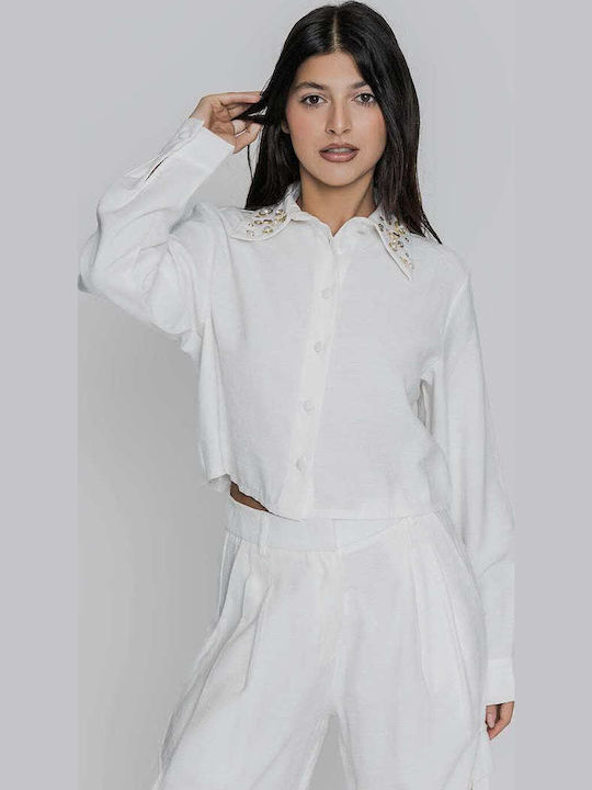 Mânecă lungă Femei Cămașă White