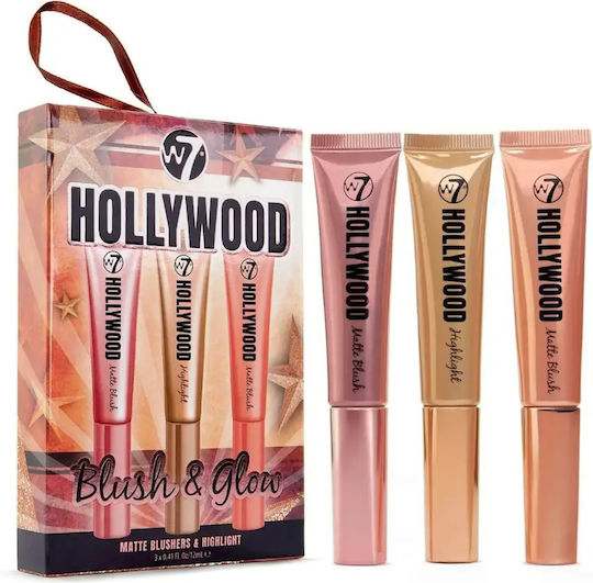 W7 Cosmetics Hollywood Blush and Glow Makeup Set for the Face Blush And Glow 3pcs