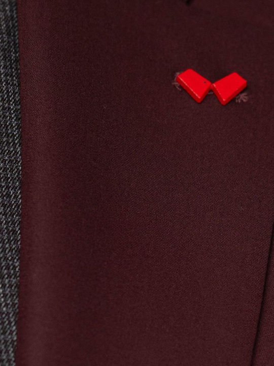 Costum Bărbați Cu vestă Burgundy