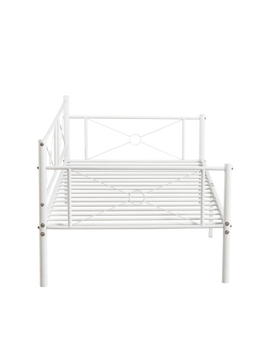 Cimarron Canapea Pat Single Metalic Alb pentru Saltea 90x190cm