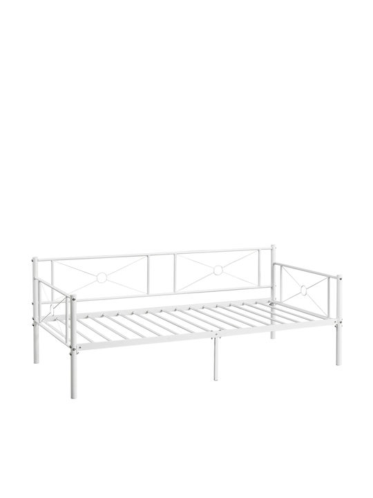 Cimarron Canapea Pat Single Metalic Alb pentru Saltea 90x190cm