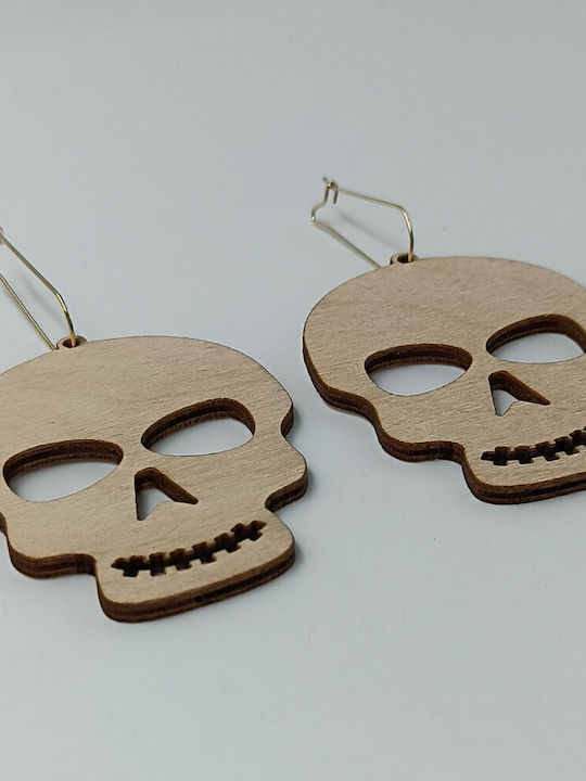 Wooden Skull Engraved Earrings Toxylo