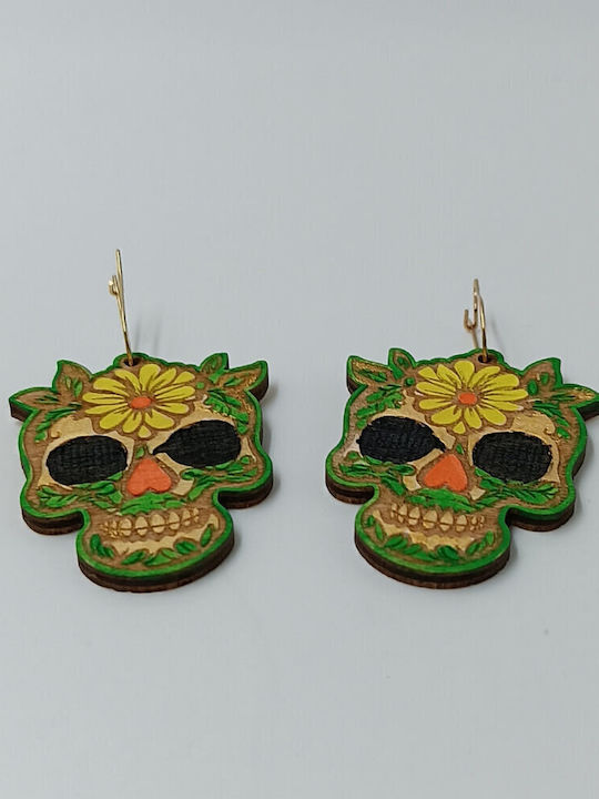 Σκουλαρίκια Ξύλινα Πολύχρωμα Sugar Skull Χάραξη Toxylo Σκουλαρίκια Ξύλινα Πολύχρωμα Sugar Skull Χάραξη Toxylo