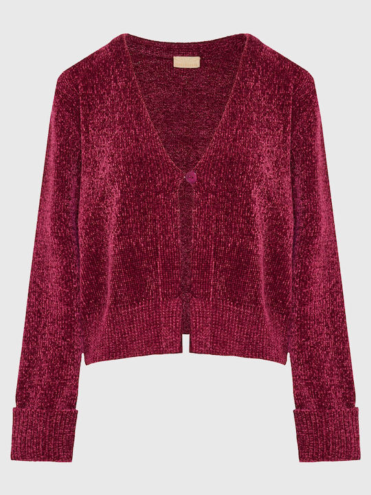 Jachetă de damă tricotată în Burgundy Culoare