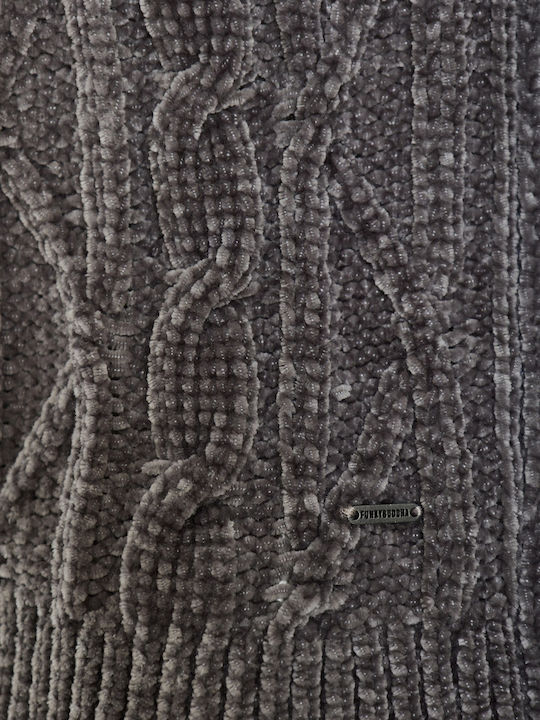 Women's Knitted Cardigan with Buttons Grey FBL012-107-09 Steel Grey