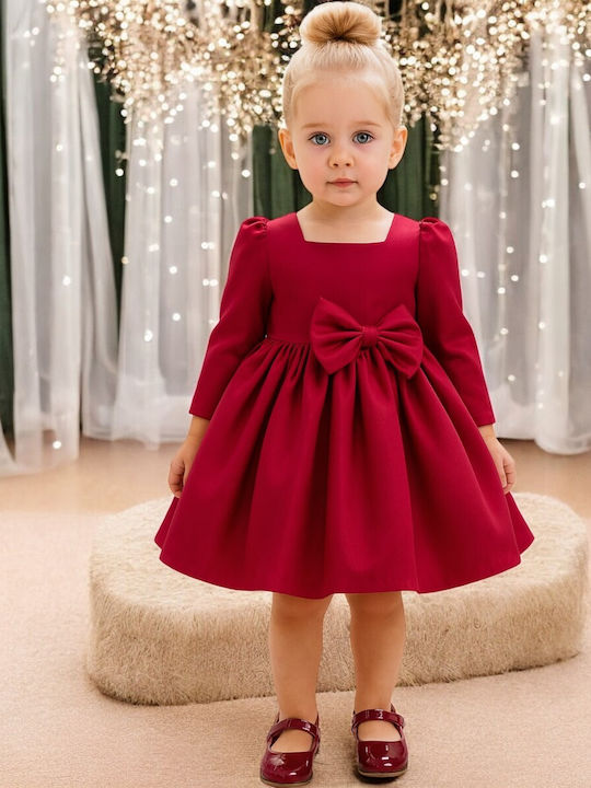Children's Dress Long Sleeve Bordeaux