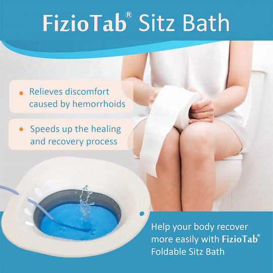 Fiziotab Cadă Pliabilă Sitz Tip Cadă Bazin Toaletă Asigură Igienă Locală Ameliorează Simptomele Cauzate De Hemoroizi Cârlig Geantă De Depozitare Inclusă Alb Gri