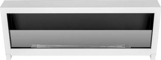 Bioethanol Fireplace Standing Box 120cm White Glass