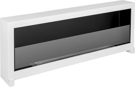 Bioethanol Fireplace Standing Box 120cm White Glass