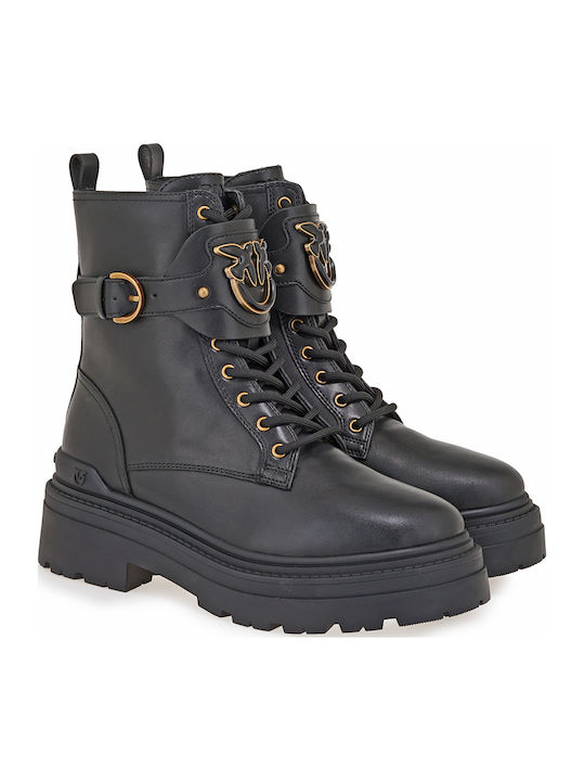 Mia 07 Leder Stiefeletten Damen Schwarz