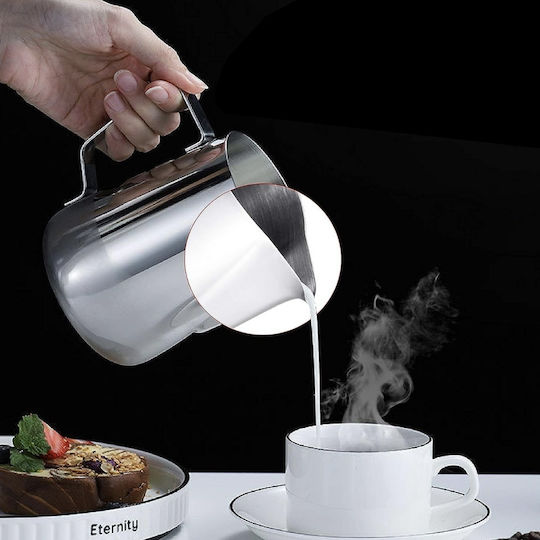 Pufo Stainless Steel Graduated Jug Milk Frothing Pitcher Barista Style Cappuccino Jug Handle 350 Ml