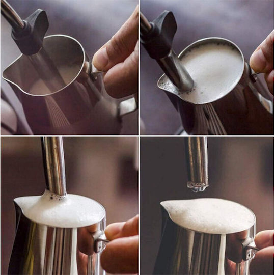 Pufo Stainless Steel Graduated Jug Milk Frothing Pitcher Barista Style Cappuccino Jug Handle 350 Ml