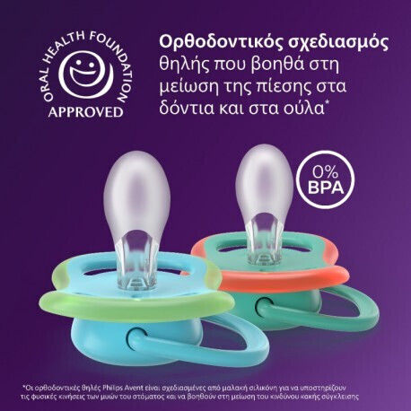 Philips Ultra Ultra Ортодонтски Биберони Силикон с Калъф Син за 6-18 месеци 2бр