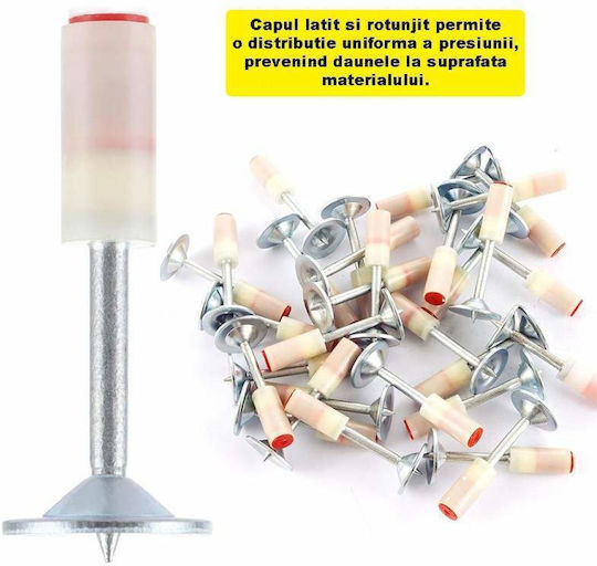 Siks Set De Înlocuire Cuie Rotunde 50 Piese Pistol Capse Oțel Beton Cărămidă Lemn Gips Carton Aac Calibru 7.3 Mm Alb
