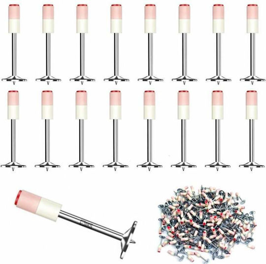 Siks Set De Înlocuire Cuie Rotunde 50 Piese Pistol Capse Oțel Beton Cărămidă Lemn Gips Carton Aac Calibru 7.3 Mm Alb