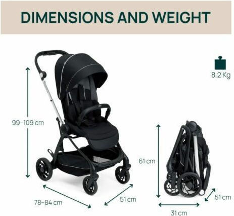 Chicco One4Ever Adjustable Baby Stroller Suitable for Newborn Lounge Black Beauty 8.2kg