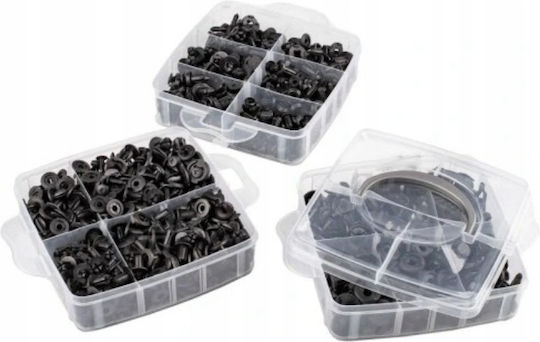 Set 620 Universal Car Plastic Clips Zola Different Sizes Types Pins Black Storage Box