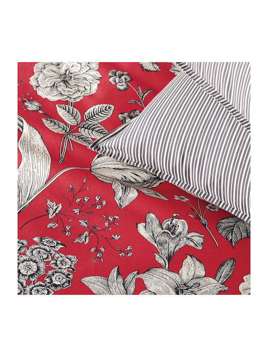 Kentia Bettbezug-Set Baumwollsatin Übergröße mit 2 Kissenbezügen 220x240 Alida Rot