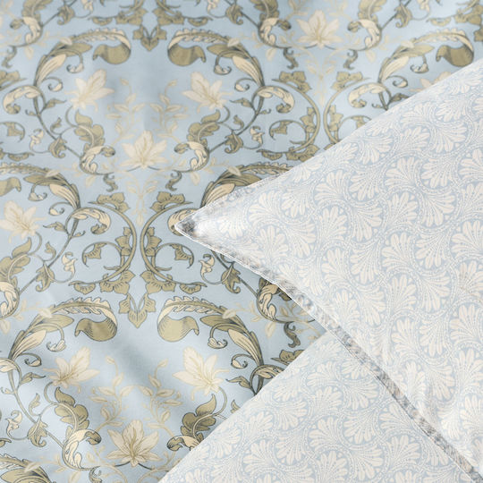 Kentia Duvet Cover Set Cotton Queen with 2 Pillowcases 220x240 Cressida Light Blue