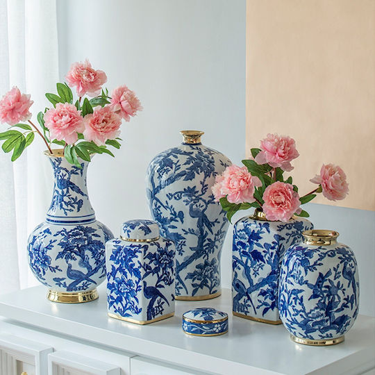 Artekko Decorative Vase Melania Blue 32x16x32cm