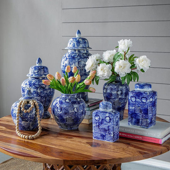 Artekko Διακοσμητικό Βάζο Πορσελάνης Melania Λευκό 25.5xΥ43cm