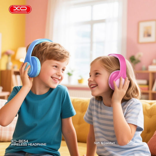 XO BE54 Kabellose Bluetooth Kinder Am Ohr Kopfhörer mit 55 Stunden Betriebszeit Rosa