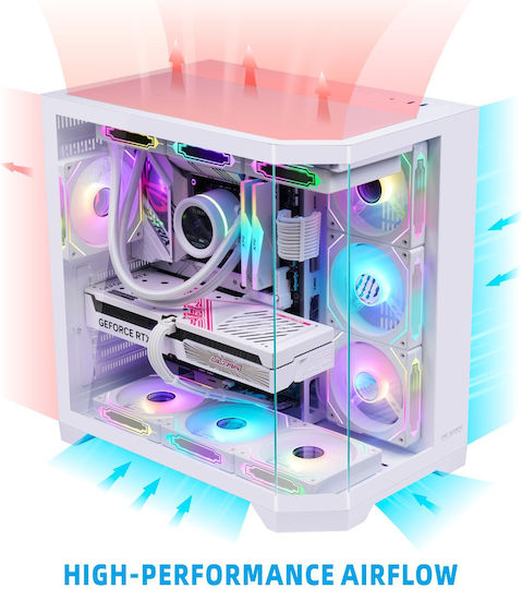 ProGaming Banshee Gaming Midi Tower Κουτί Υπολογιστή με Πλαϊνό Παράθυρο και ARGB Φωτισμό Λευκό