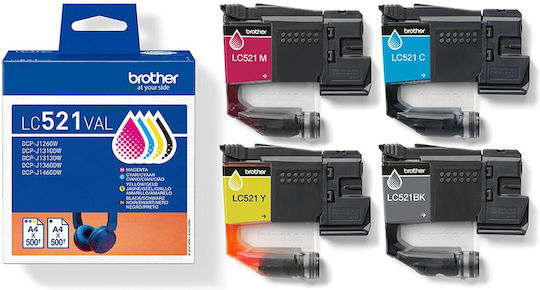Brother LC521VAL Original Pack of 4 InkJet Printer Inks Yellow / Cyan / Magenta / Black (LC-521VAL)