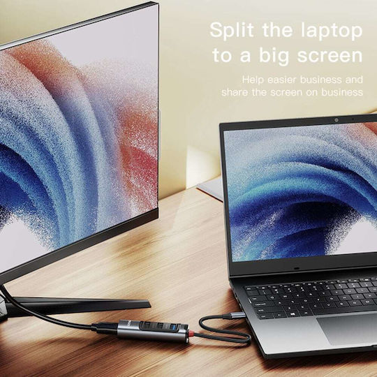 Yesido HB22 USB-C Docking Station με HDMI 4K PD Γκρι