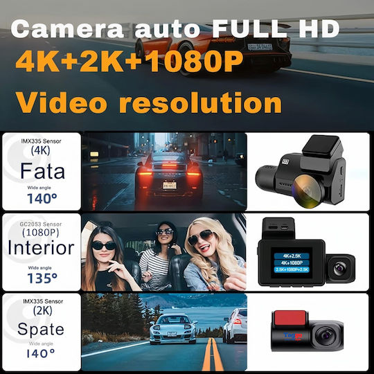 Taggo Σετ Κάμερα DVR Αυτοκινήτου 4K με Οθόνη 2" Wi-Fi, GPS & Κάμερα Οπισθοπορείας