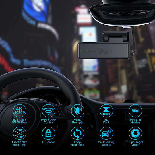 Taggo Σετ Κάμερα DVR Αυτοκινήτου 4K Wi-Fi & Κάμερα Οπισθοπορείας